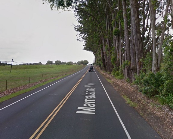 Mamalahoa Highway in Waimea between Kipuupuu Street and Mealani Road.