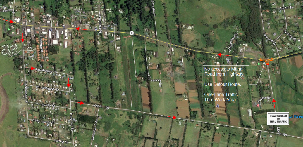 Mana Road Detour Map 4.26.2020 