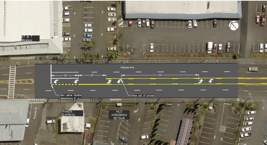 Kilauea Ave left turn lane work