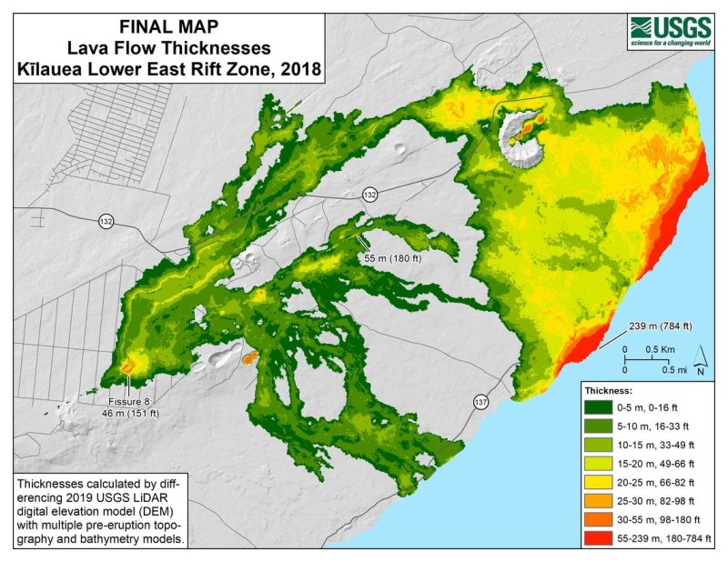 lava flow thickness